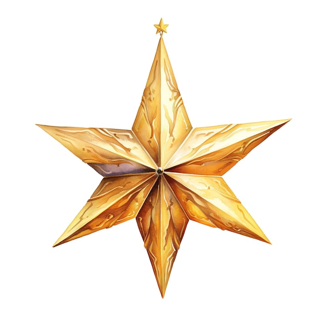 PSD decoraciones de estrellas de oro para el evento navideño estilo de acuarela generado por ia