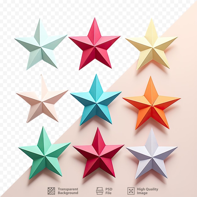 Decoraciones de estrellas de papel de colores brillantes