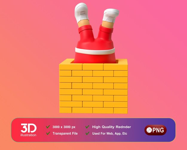 Decoraciones de navidad y año nuevo 3d santa atascado en el ángulo de la tubería png