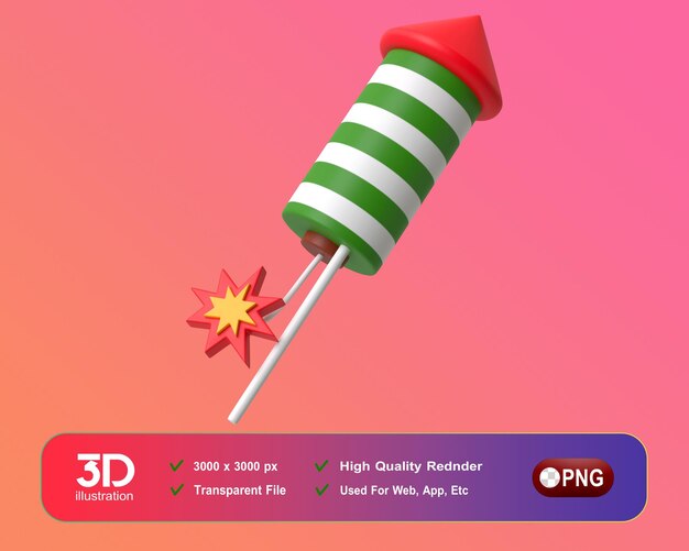 PSD decoraciones de navidad y año nuevo ángulo de fuegos artificiales 3d png