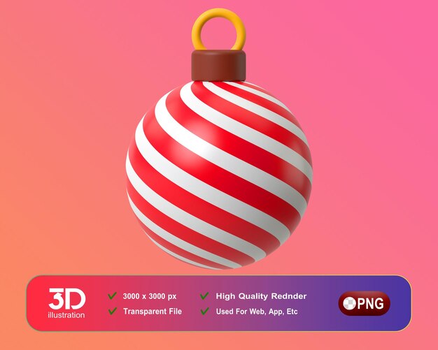 Decoraciones de navidad y año nuevo bola de carisma 3d png