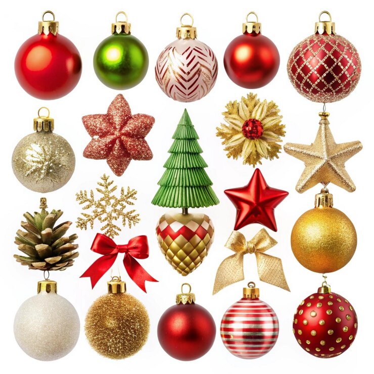 PSD decoraciones navideñas aisladas sobre un fondo blanco