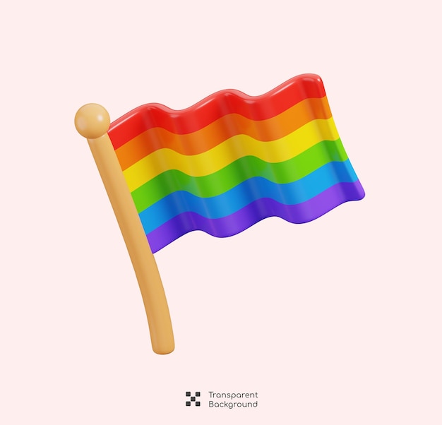 Decorações de bandeira arco-íris LGBTQ celebrando o Mês do Orgulho LGBTQ Rendering 3D de ícone de elemento