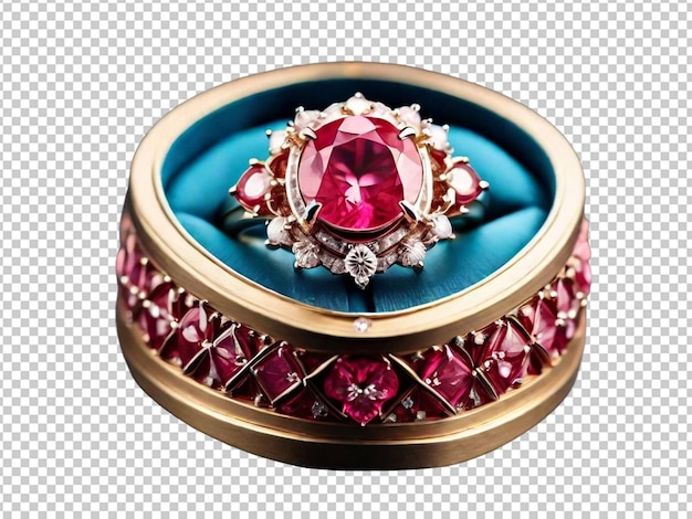 décoration d'une bague en rubis rose avec des diamants