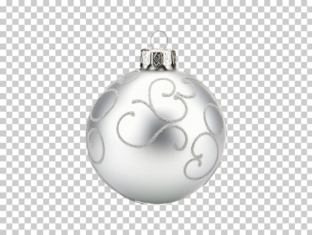 PSD décoration de boule de noël argentée brillante isolée sur fond transparent png psd