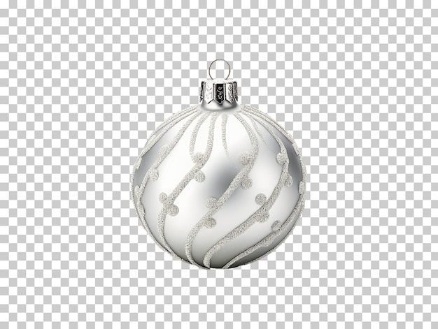 PSD décoration de boule de noël argentée brillante isolée sur fond transparent png psd