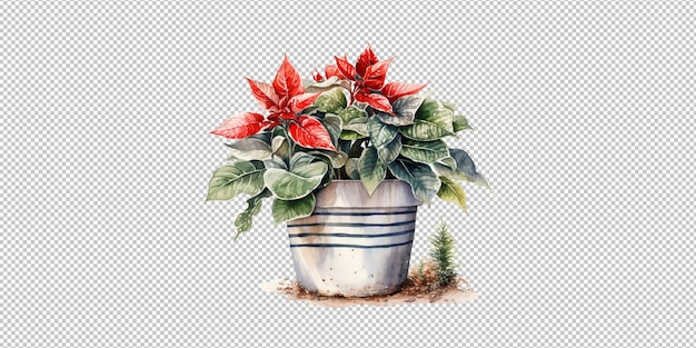 PSD décoration de plantes en pot à l'aquarelle