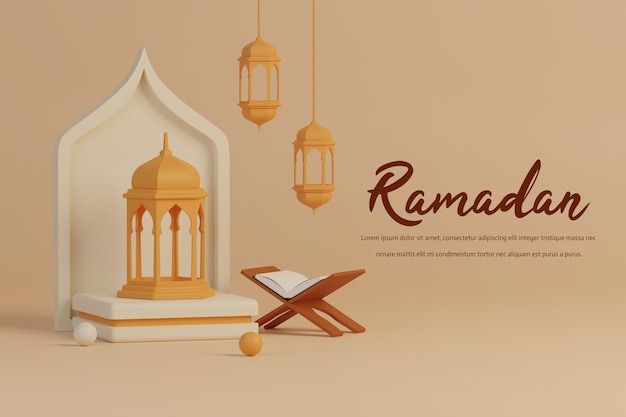Décorations Du Ramadan 3d Avec Un Espace Vide Pour Les Salutations