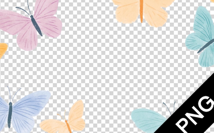 PSD décorations faites de papillons colorés