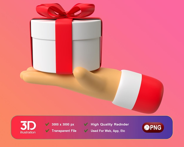 PSD décorations de noël 3d à la main avec un cadeau png