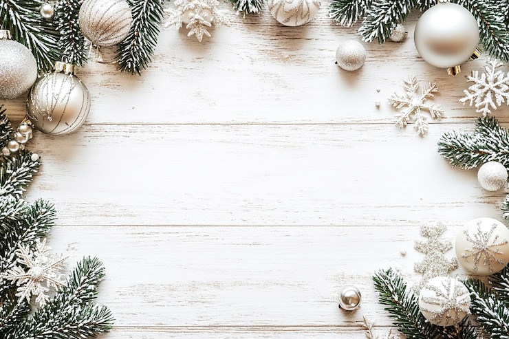 PSD decorazione di natale su uno sfondo di legno