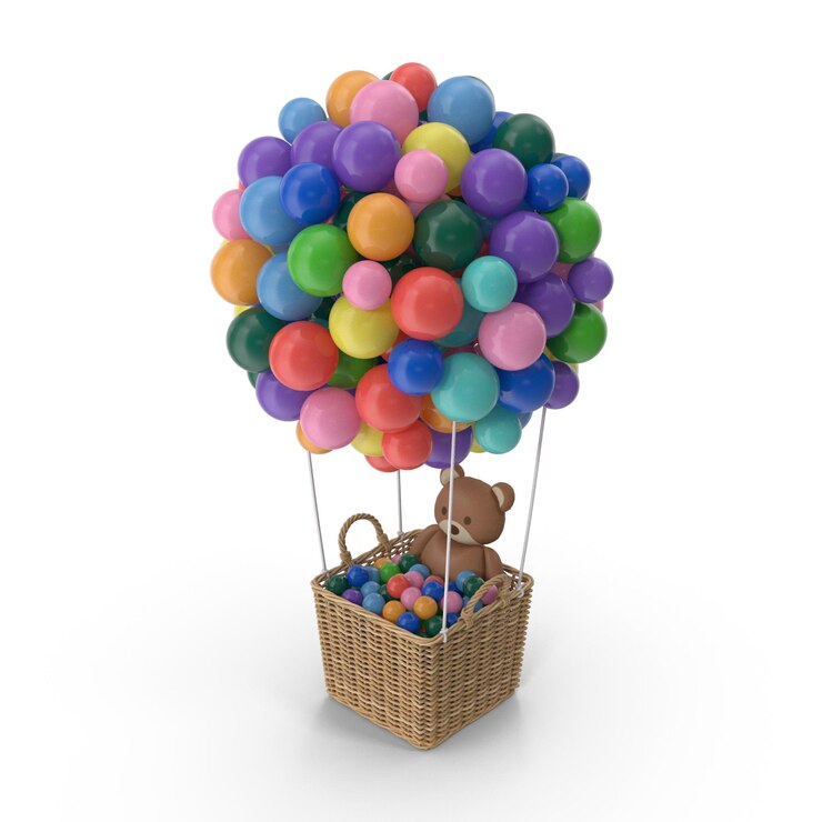 PSD decorazione di palloncini 3d realistici per celebrazioni file psd dettagliate di feste ed eventi