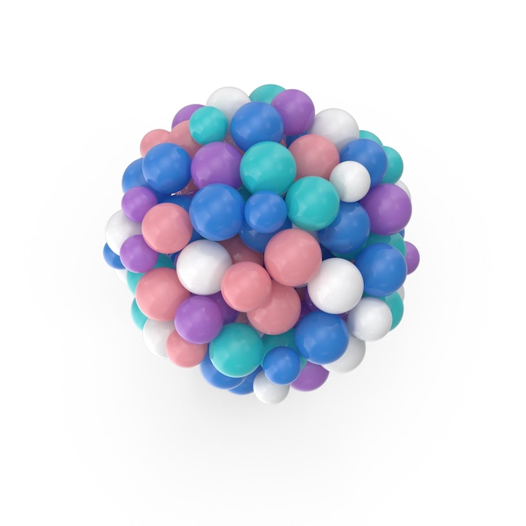 PSD decorazione di palloncini 3d realistici per celebrazioni file psd dettagliate di feste ed eventi