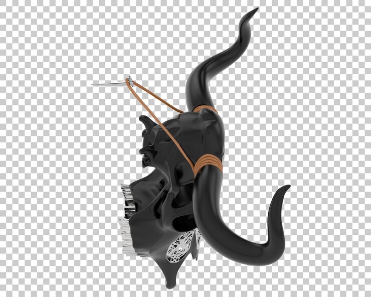 PSD decorazione di testa di mucca isolata su sfondo trasparente illustrazione di rendering 3d