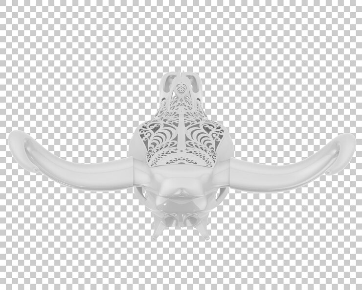 PSD decorazione di testa di mucca isolata su sfondo trasparente illustrazione di rendering 3d