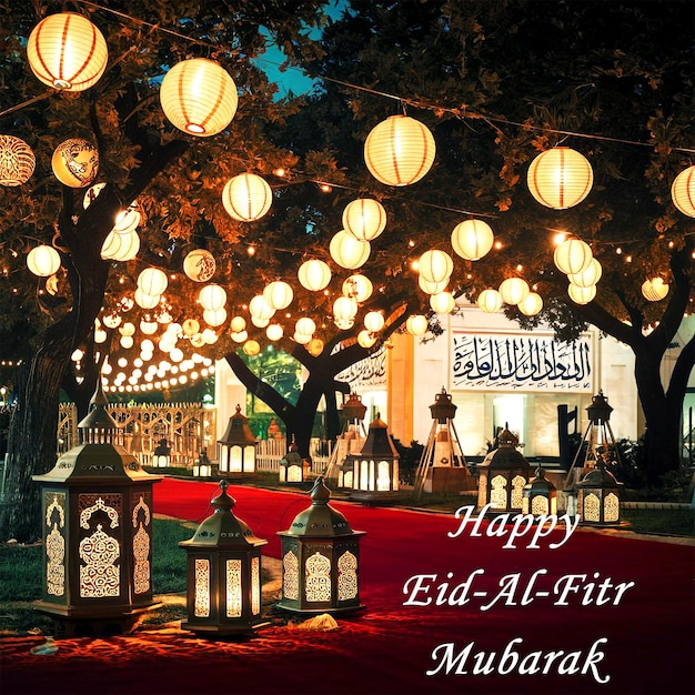 Decorazione islamica tradizionale della festa di Eid Mubarak