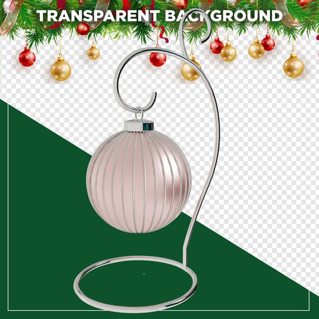 Decorazione natalizia a sfera bianca con sfondo trasparente