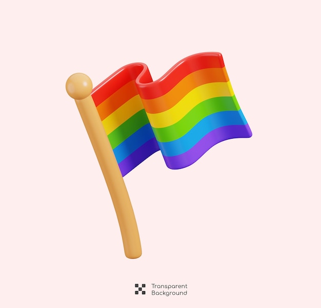 Decorazioni della bandiera dell'orgoglio dell'arcobaleno che celebrano l'elemento iconico del mese dell'orgolio LGBTQ rendering 3D