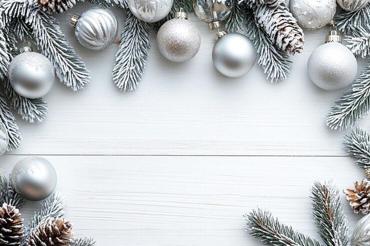 PSD decorazioni di natale su uno sfondo di legno
