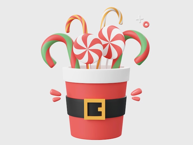 Decorazioni natalizie Santa cup Elementi del tema natalizio illustrazione 3d