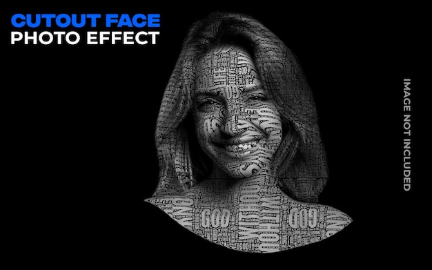Découper le modèle d'effet photo de visage de portrait