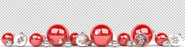 Découpez Des Boules De Noël Rouges Et En Verre Isolées Alignées