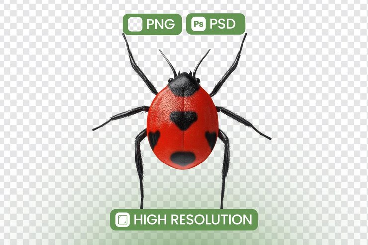 PSD découvrez les détails complexes d'un ladybug highresolution png et psd fichiers parfaits pour les projets de conception et les amateurs de nature explorez la beauté des insectes dans une clarté étonnante télécharger maintenant