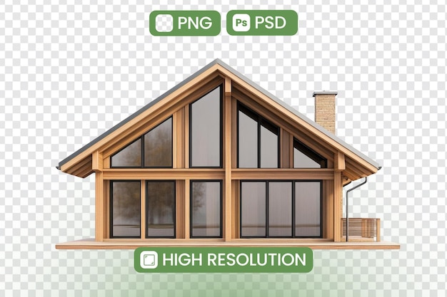 Découvrez des merveilles architecturales Un modèle 3D à haute résolution d'une maison en bois moderne avec de grandes fenêtres émettant la tranquillité et l'élégance naturelle Idéal pour l'inspiration de conception