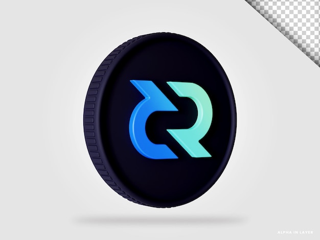 Decred dcr criptovaluta moneta 3d rendering isolato