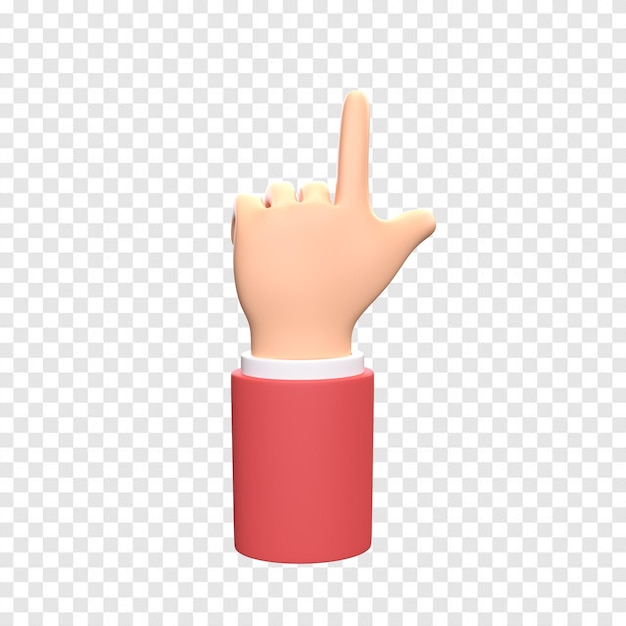 PSD dedo 3d que señala la mano para componer