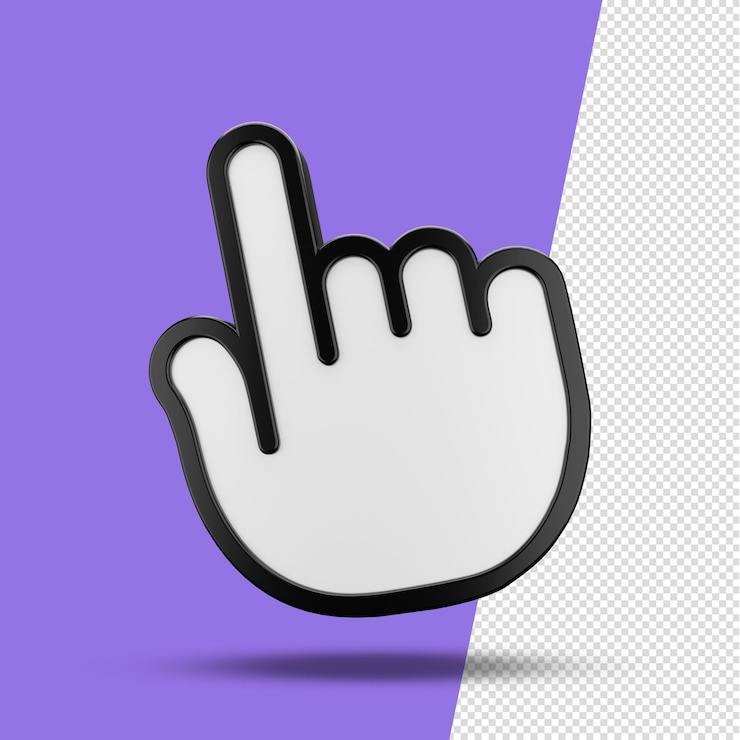 PSD dedo apontando para a direita ilustração dedo mão ícone do cursor para o símbolo de clique
