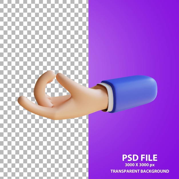 Dedo posando mano dibujos animados meditación 3d renderizado