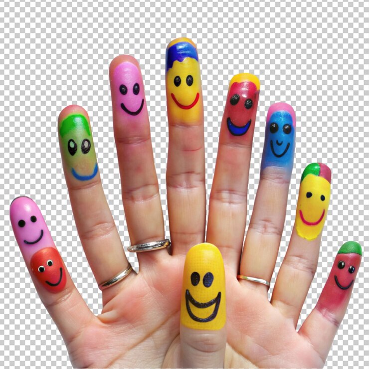PSD dedos dedos humanos pintados expresión facial
