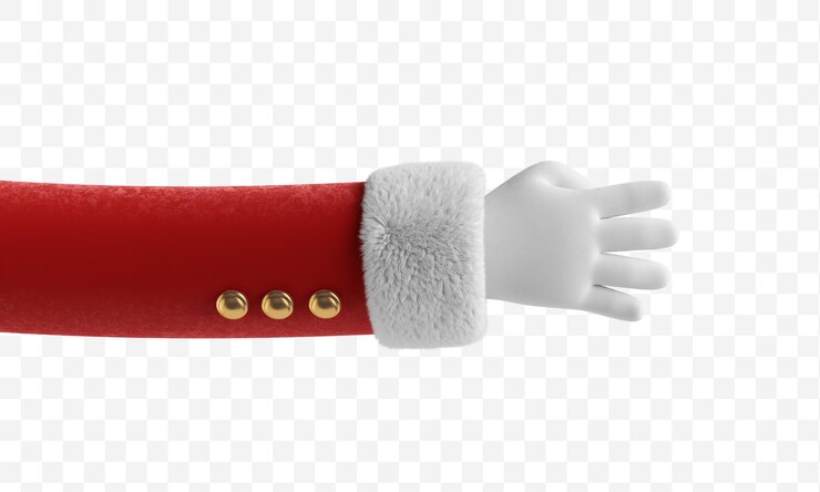 PSD los dedos de la mano del personaje de dibujos animados de santa claus muestran el número cuatro