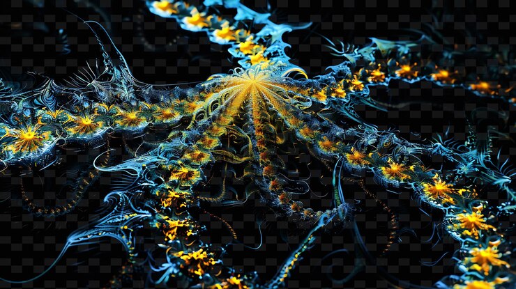 PSD deep sea brittle star mit formationen von tiefseegesteinen und meereslebewesen neonfarbenkollektionen