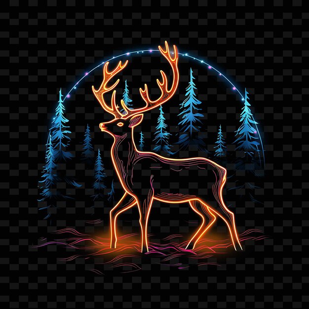 Deer majestic wilderness wirbelnde neonlinien kiefern antl png y2k formen transparente lichtkunst