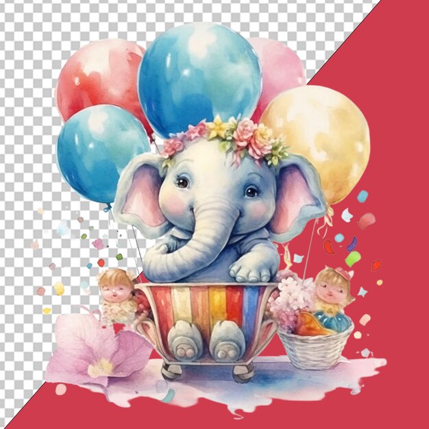 PSD un défilé d'anniversaire avec des éléphants