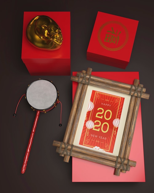 Dekorationen auf Tabelle für chinesisches neues Jahr
