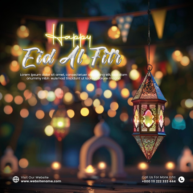 Dekorative Eid al-Fitr Festival Feier Template Ramadan Grüße für soziale Medien