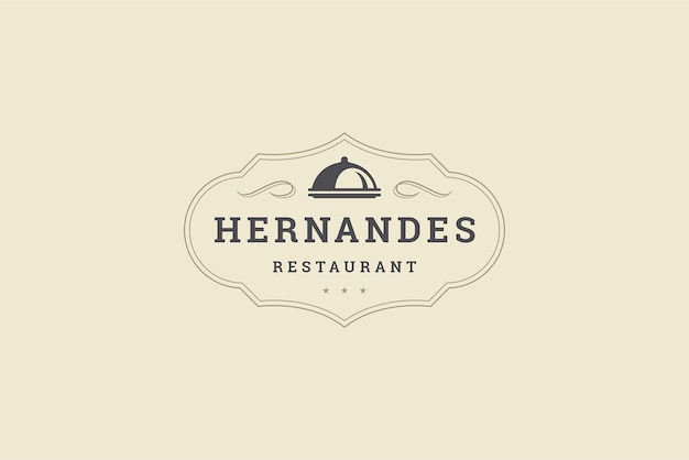 Dekorative Servierteller gekrümmte verzierte Sterne Gastronomie Vintage Grenze Logo Design Vorlage