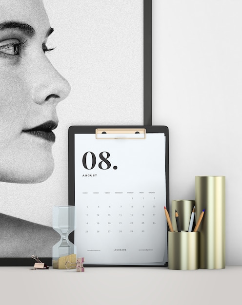 Dekorativer mock-up minimalistischer kalender