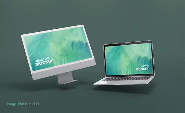 Dekstop realistico e design mockup laptop rendering isolato PSD