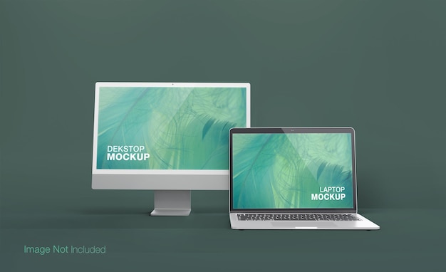 Dekstop realistico e design mockup laptop rendering isolato PSD