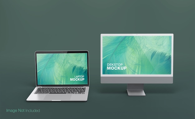 Dekstop realistico e design mockup laptop rendering isolato PSD