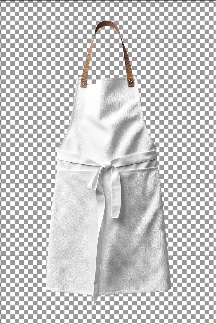 Delantal con un cinturón atado cocina esencial hiperrealista aislado blanco llano fondo transparente