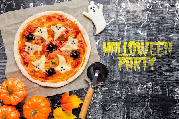 Deleite de pizza para festa de halloween