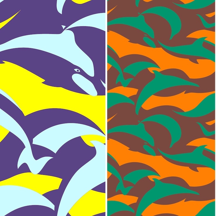 PSD delfín con silueta elegante diseño curvilíneo mínimo y diseños vectoriales de patrones naturales