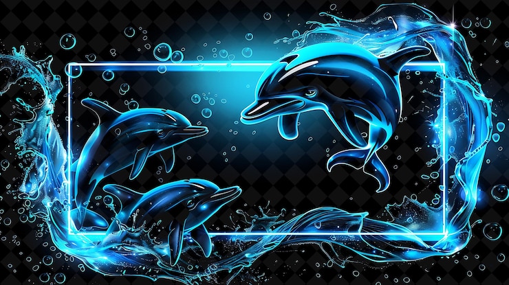 PSD delfines en el agua con una luz azul