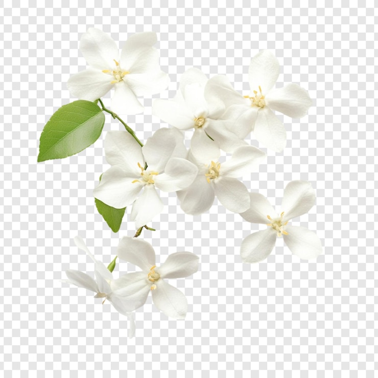 PSD delicadas flores blancas y hojas verdes un hermoso arreglo floral aislado en un fondo transparente perfecto para proyectos de diseño o papeles de pared