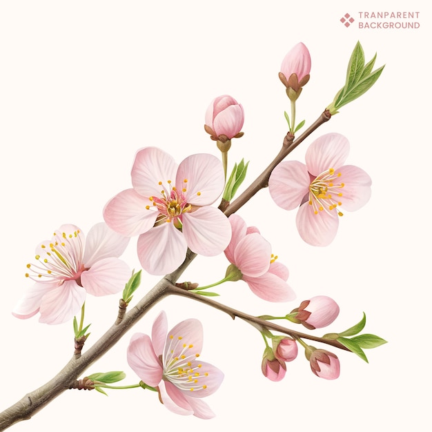Delicadas flores de cerezo en una rama